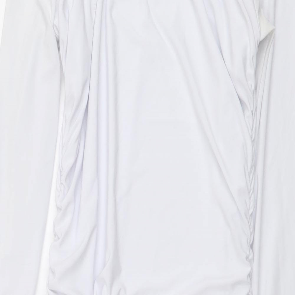 PRETTYLITTLETHING Womens White Polyester Bodycon Size 10 Off the Shoulder Pullover