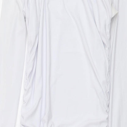 PRETTYLITTLETHING Womens White Polyester Bodycon Size 10 Off the Shoulder Pullover