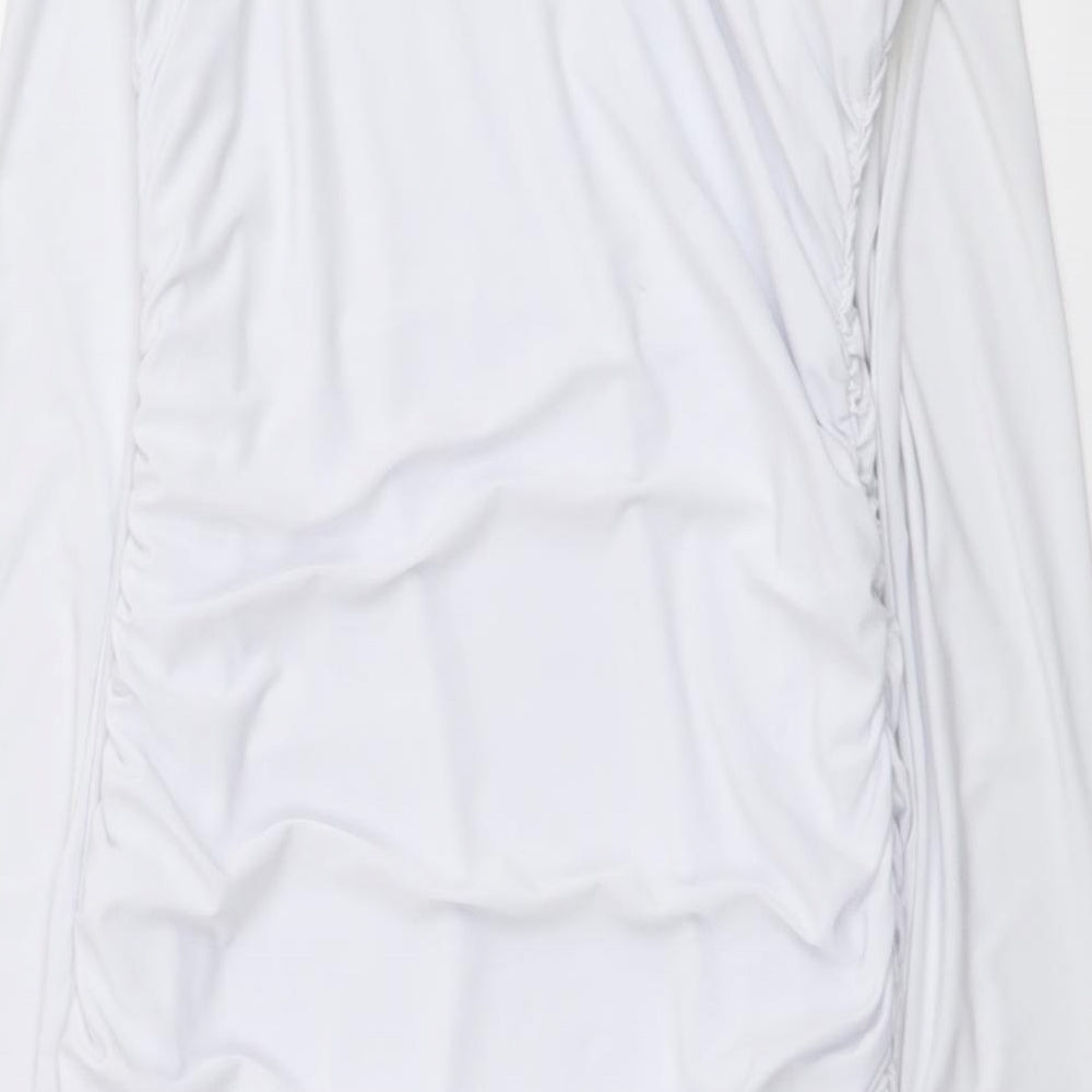 PRETTYLITTLETHING Womens White Polyester Bodycon Size 10 Off the Shoulder Pullover