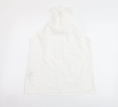 SheIn Womens White Polyester Basic Tank Size M Halter - Crochet Neckline