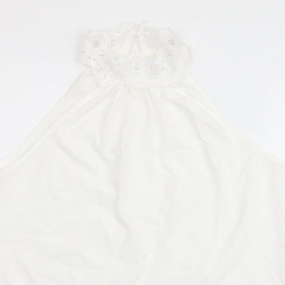 SheIn Womens White Polyester Basic Tank Size M Halter - Crochet Neckline