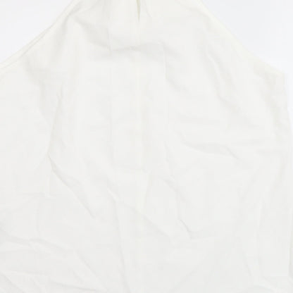 SheIn Womens White Polyester Basic Tank Size M Halter - Crochet Neckline