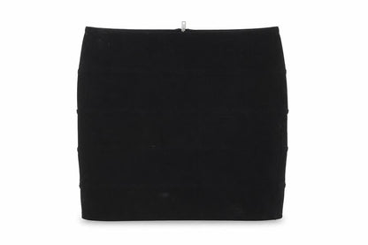 Prewron Womens Black Polyester Mini Skirt Size 30 in Zip