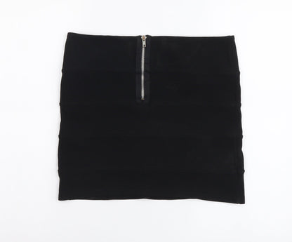 Prewron Womens Black Polyester Mini Skirt Size 30 in Zip