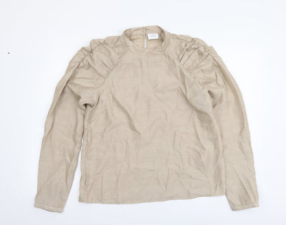 Womens UK Size M VILA Beige Basic Blouse