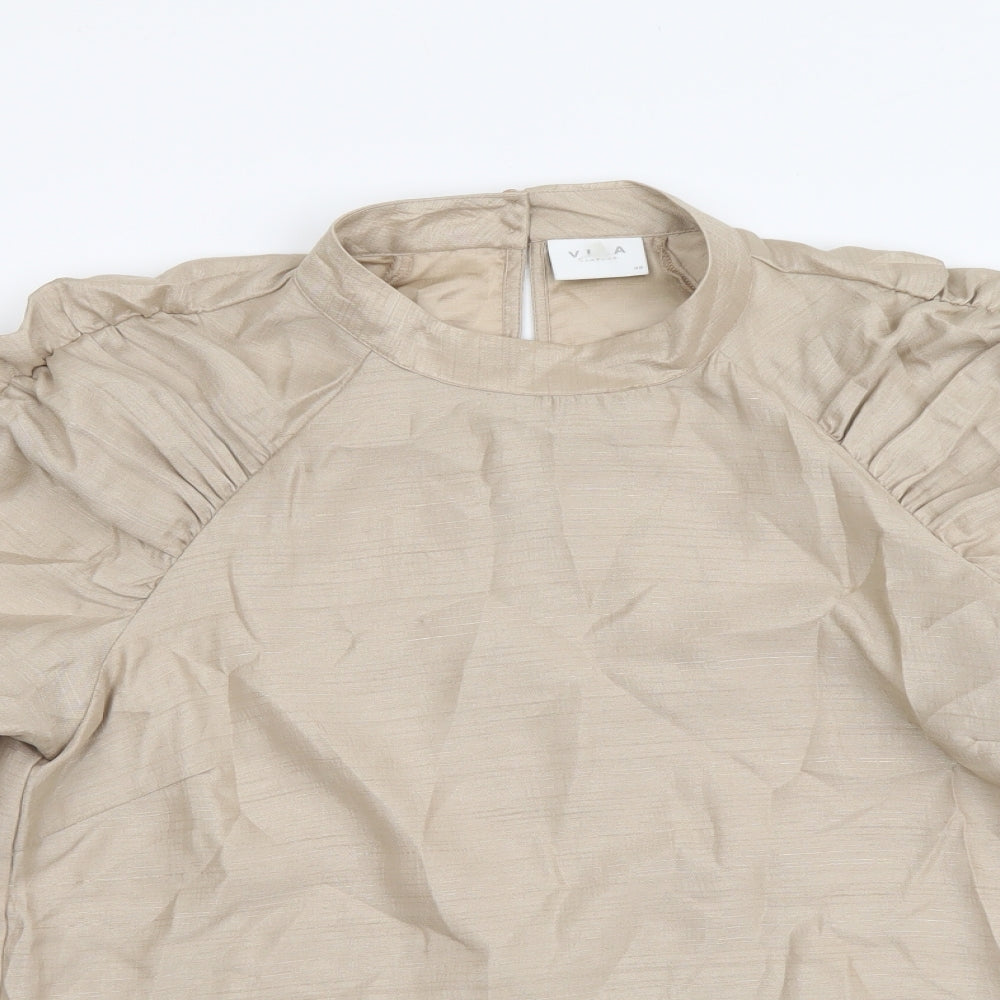 Womens UK Size M VILA Beige Basic Blouse