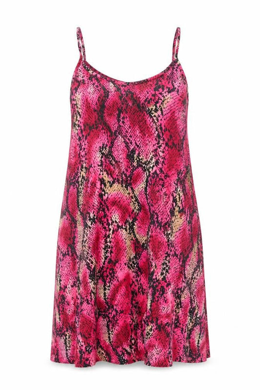 G21 Womens Pink Animal Print Polyester Tank Dress Size 8 Round Neck Pullover - Snake Pattern