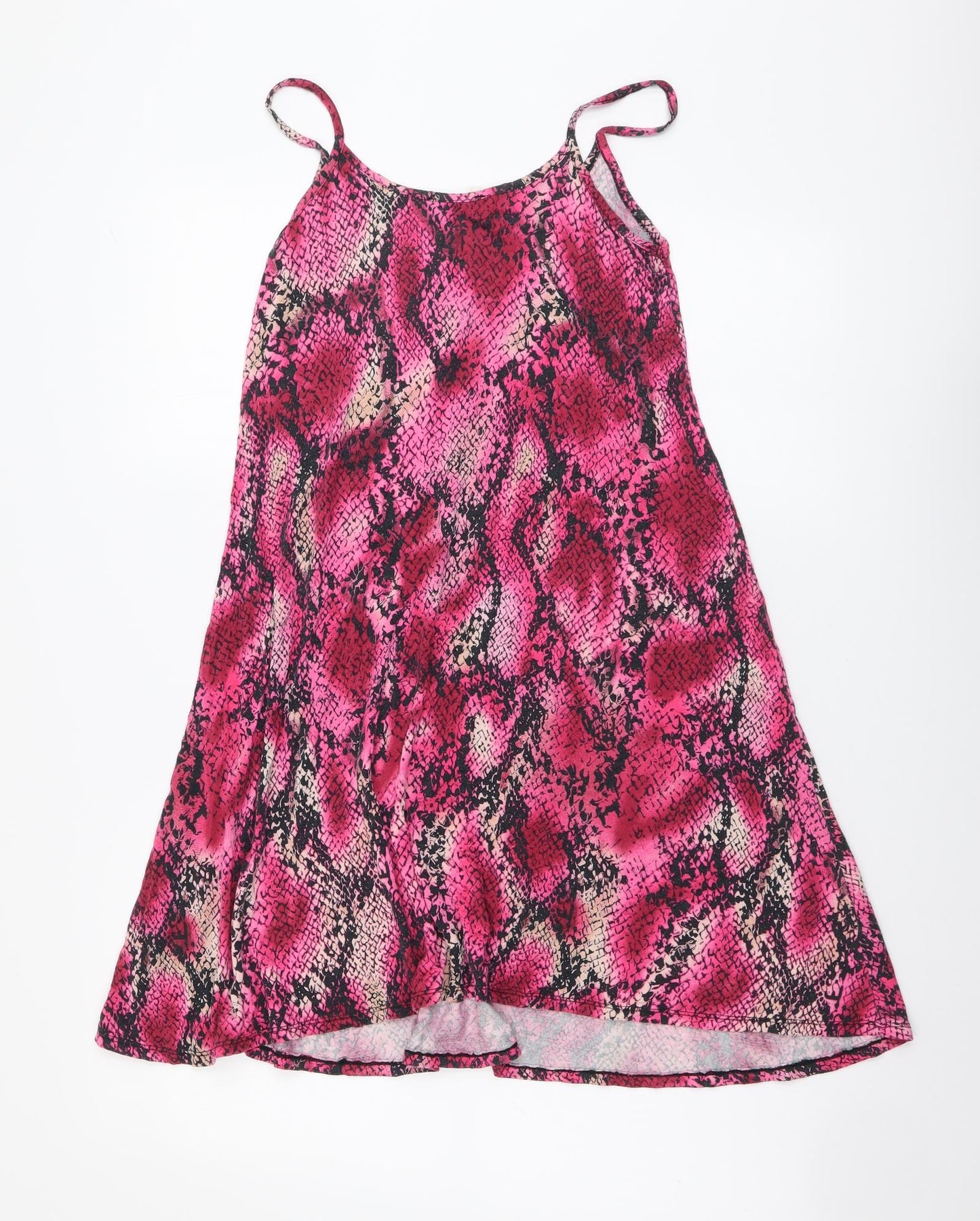 G21 Womens Pink Animal Print Polyester Tank Dress Size 8 Round Neck Pullover - Snake Pattern