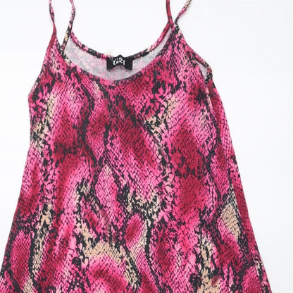G21 Womens Pink Animal Print Polyester Tank Dress Size 8 Round Neck Pullover - Snake Pattern
