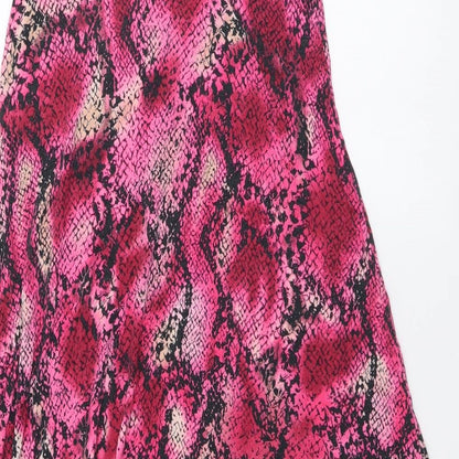G21 Womens Pink Animal Print Polyester Tank Dress Size 8 Round Neck Pullover - Snake Pattern