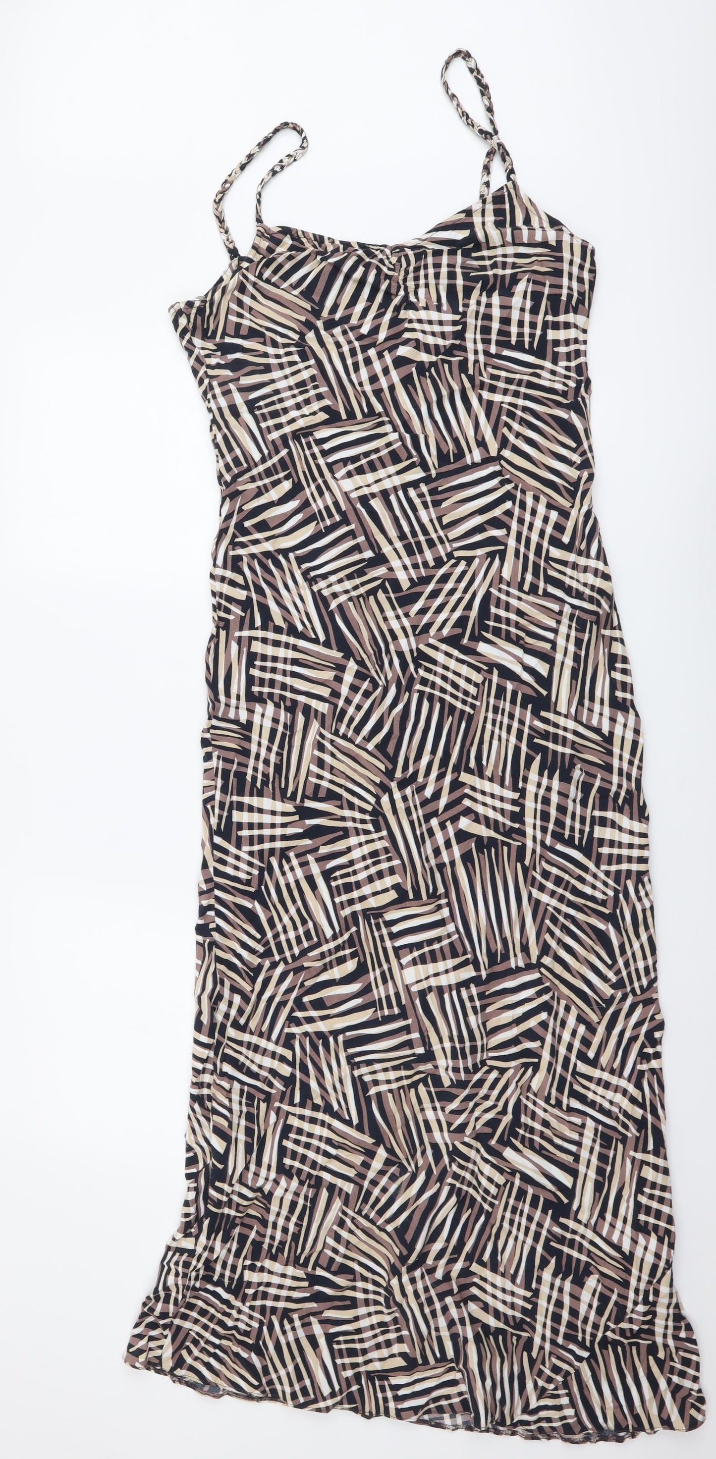 Casual Club Womens Multicoloured Geometric Viscose Slip Dress Size 12 Sweetheart Pullover