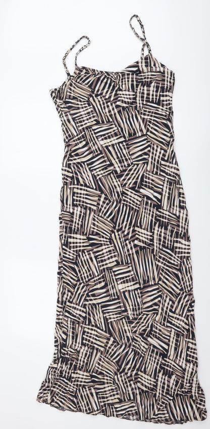 Casual Club Womens Multicoloured Geometric Viscose Slip Dress Size 12 Sweetheart Pullover