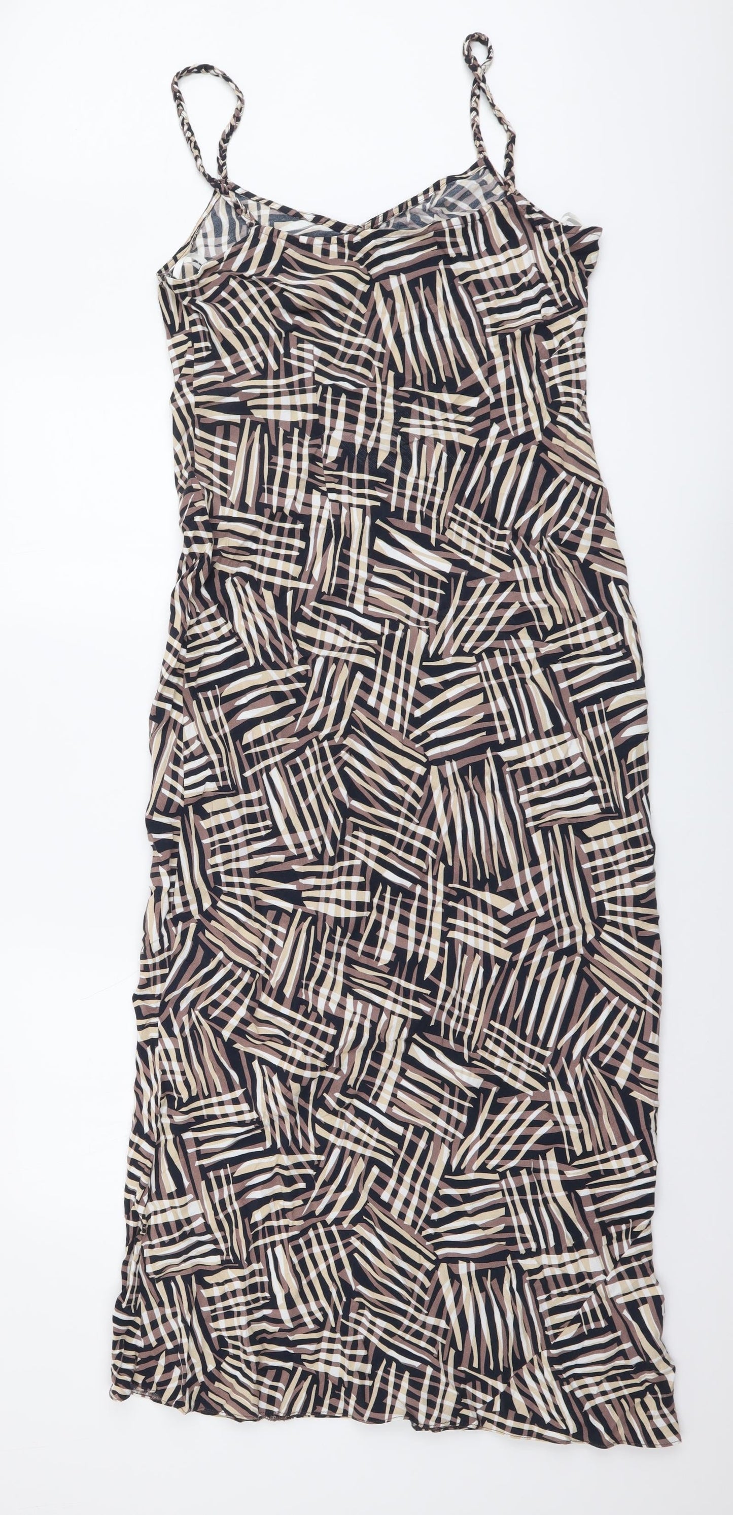 Casual Club Womens Multicoloured Geometric Viscose Slip Dress Size 12 Sweetheart Pullover