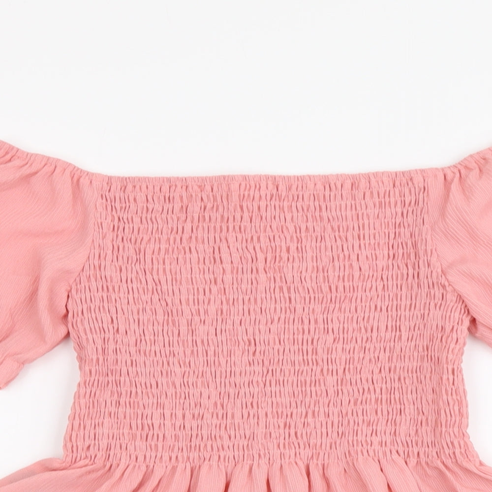 SheIn Womens Pink Polyester Basic Blouse Size XL Off the Shoulder