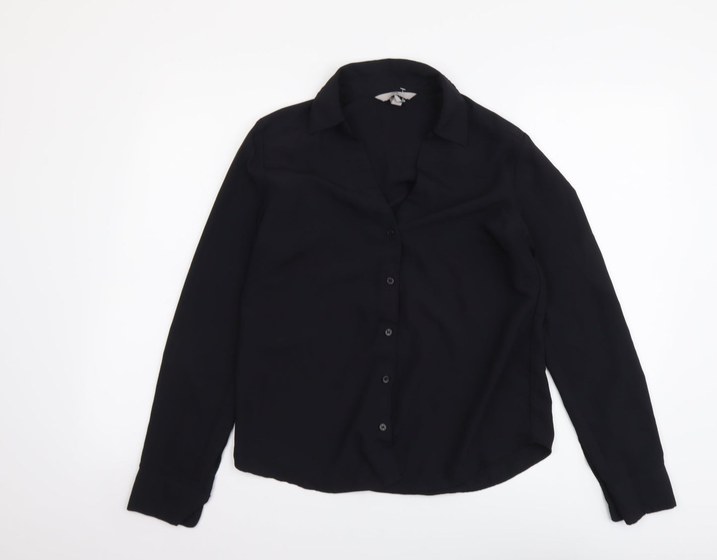Womens UK Size S H&M Black Basic Button-Up
