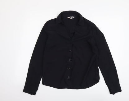 Womens UK Size S H&M Black Basic Button-Up