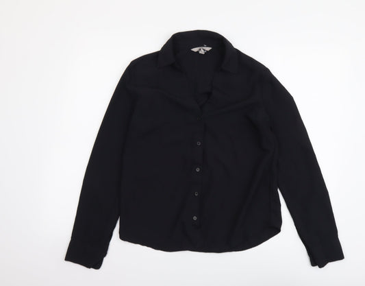 Womens UK Size S H&M Black Basic Button-Up