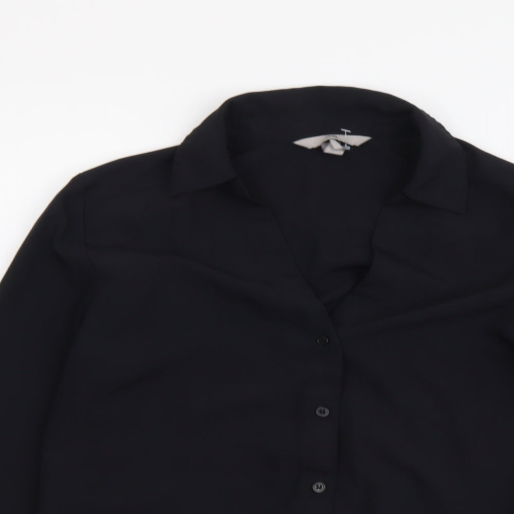 Womens UK Size S H&M Black Basic Button-Up