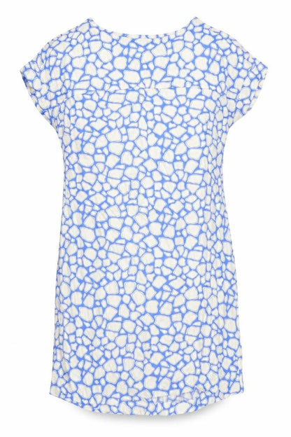 Marks and Spencer Womens Blue Geometric Viscose Shift Size 14 Round Neck Pullover