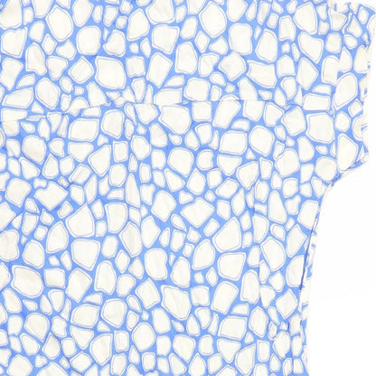 Marks and Spencer Womens Blue Geometric Viscose Shift Size 14 Round Neck Pullover