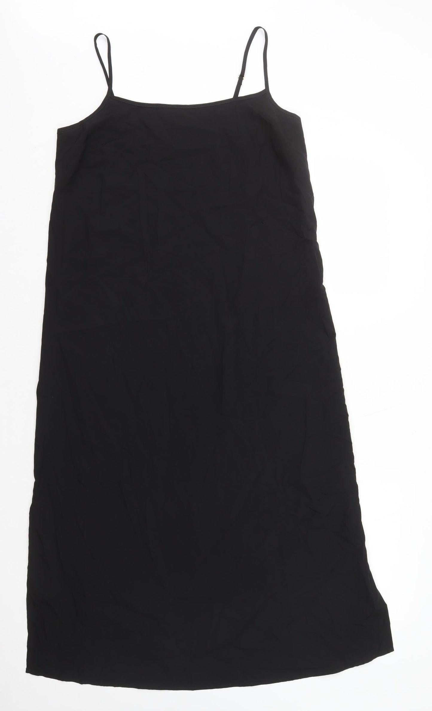 Marks and Spencer Womens Black Polyester Slip Dress Size 10 Square Neck Pullover