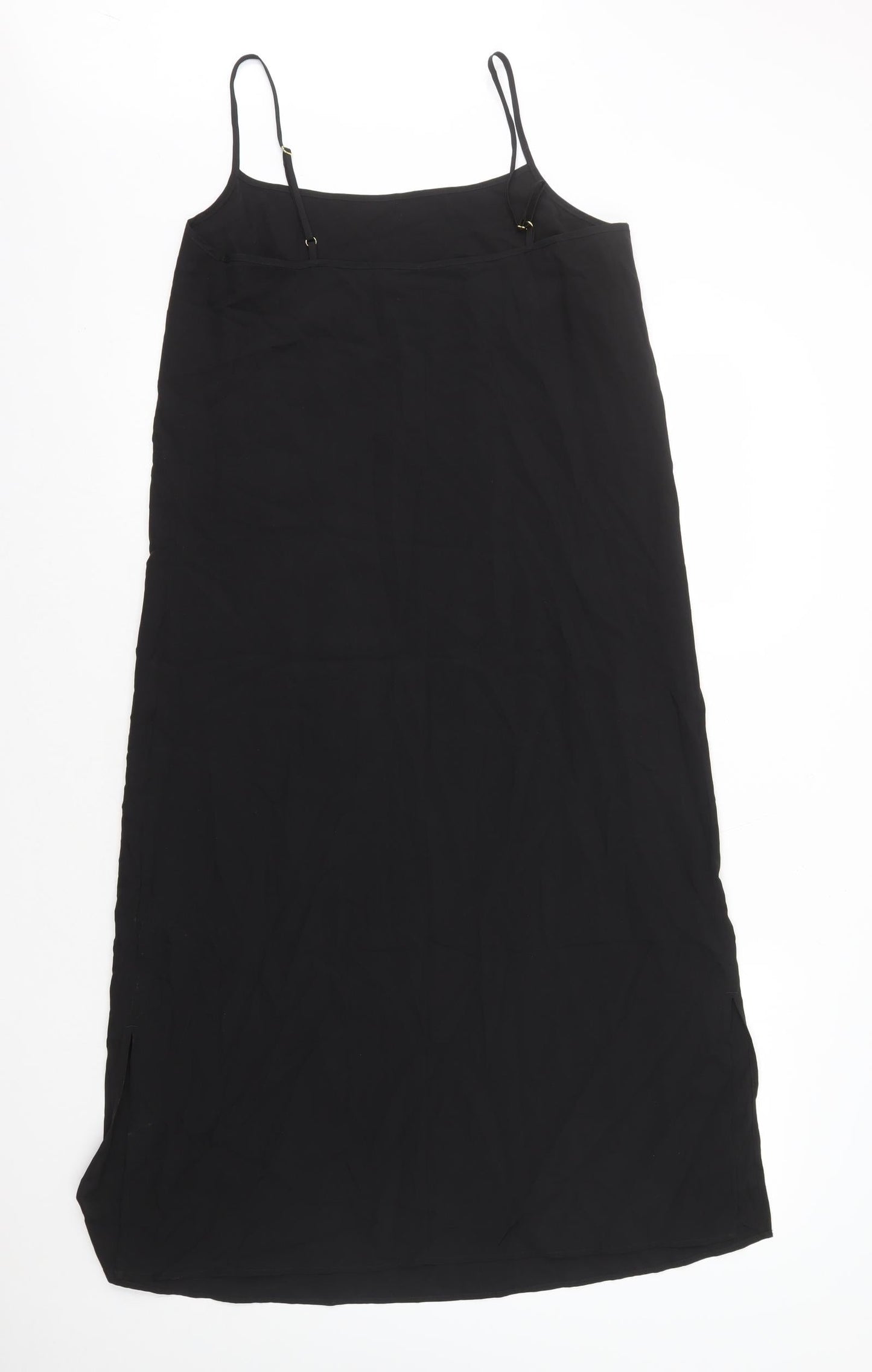 Marks and Spencer Womens Black Polyester Slip Dress Size 10 Square Neck Pullover