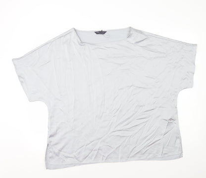 Marks and Spencer Womens Grey Polyester Basic T-Shirt Size 14 Square Neck