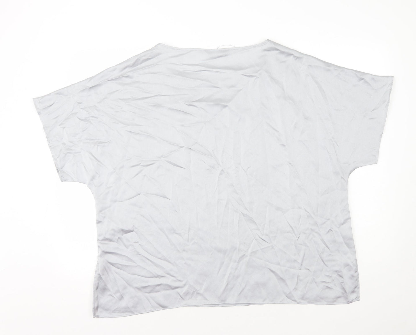 Marks and Spencer Womens Grey Polyester Basic T-Shirt Size 14 Square Neck