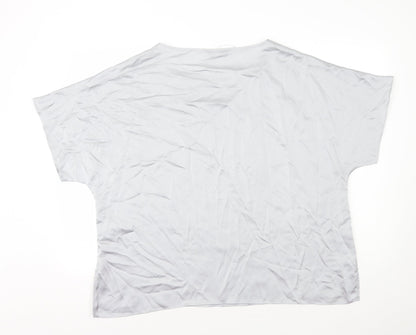 Marks and Spencer Womens Grey Polyester Basic T-Shirt Size 14 Square Neck