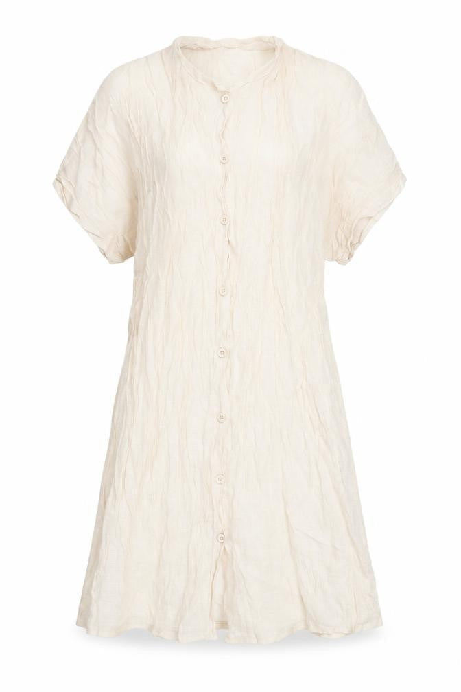 Preworn Womens Ivory Polyester A-Line Size 10 Round Neck Button