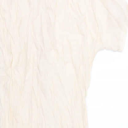 Preworn Womens Ivory Polyester A-Line Size 10 Round Neck Button