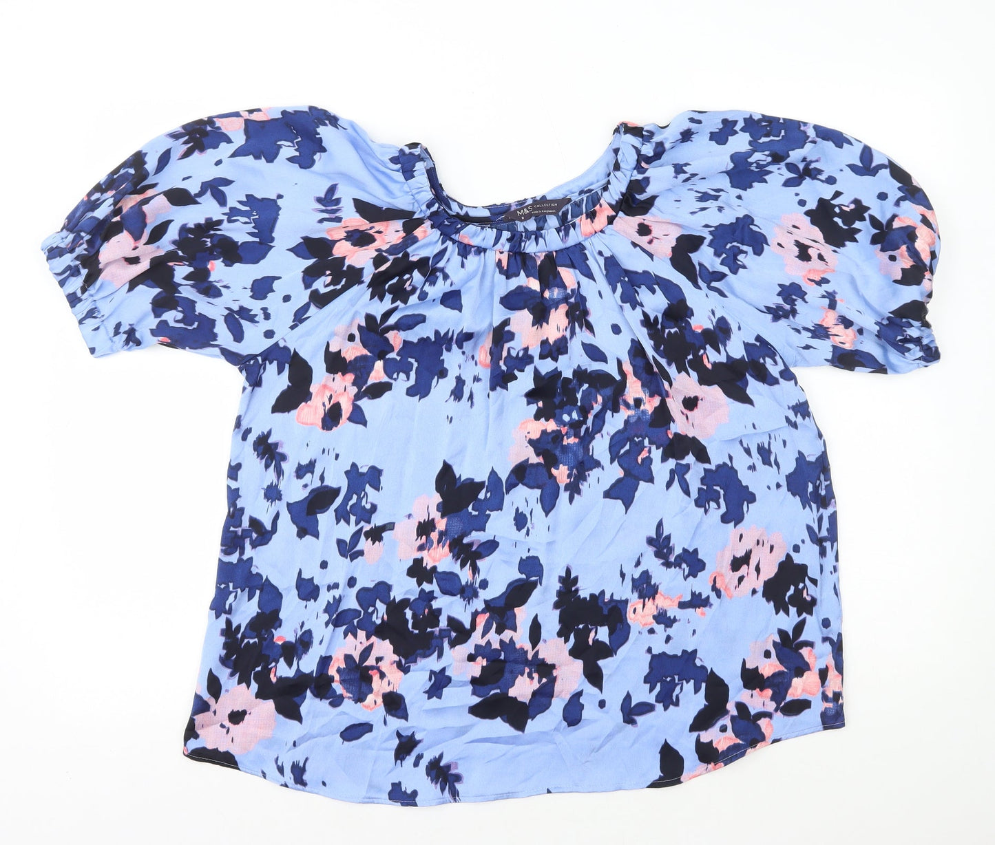 Womens UK Size 8 Marks and Spencer Blue Basic T-Shirt