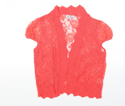 Be Beau Womens Pink Round Neck Elastane Cardigan Jumper Size 12