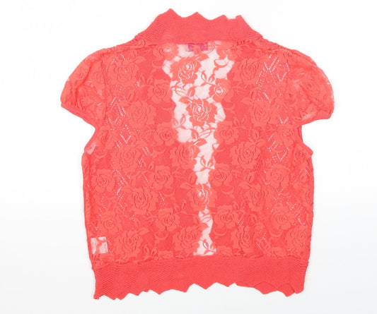 Be Beau Womens Pink Round Neck Elastane Cardigan Jumper Size 12