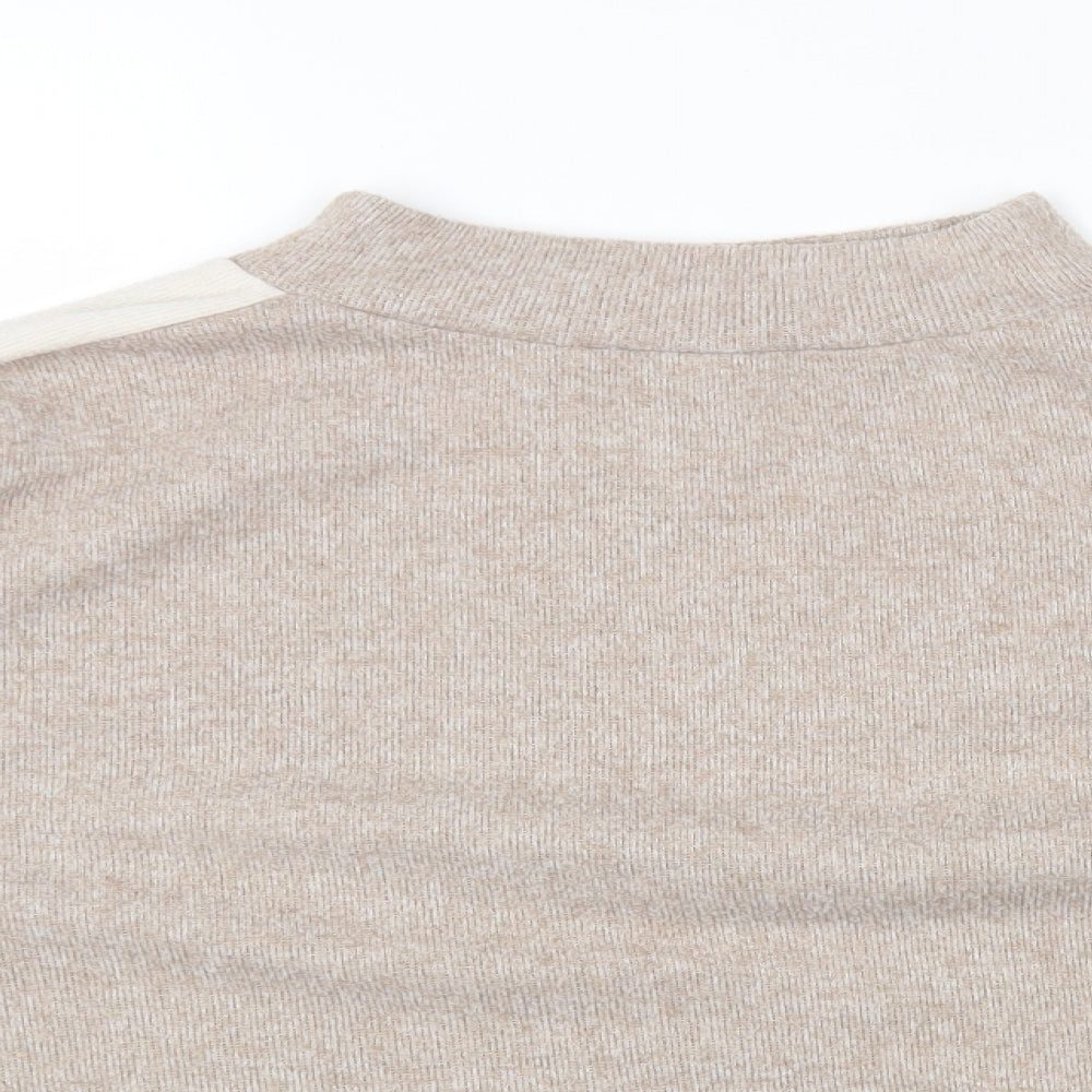 F&F Womens Beige Round Neck Acrylic Pullover Jumper Size 14