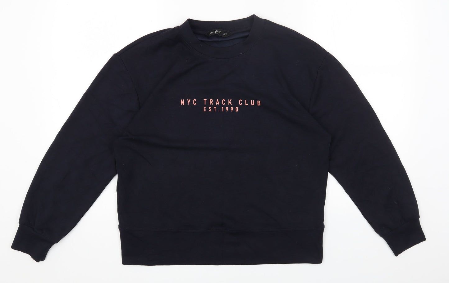 F&F Womens Blue Round Neck Nylon Pullover Jumper Size 8