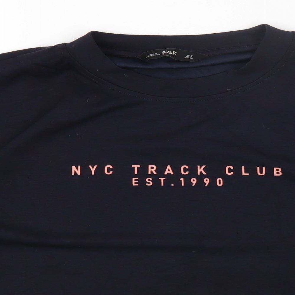 F&F Womens Blue Round Neck Nylon Pullover Jumper Size 8