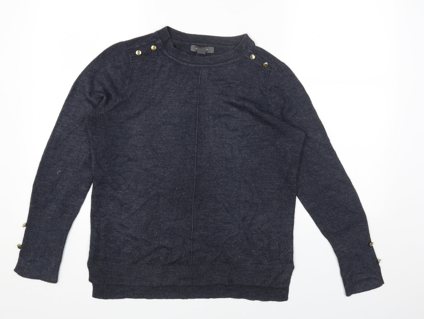 Primark Womens Grey Round Neck Acrylic Pullover Jumper Size S