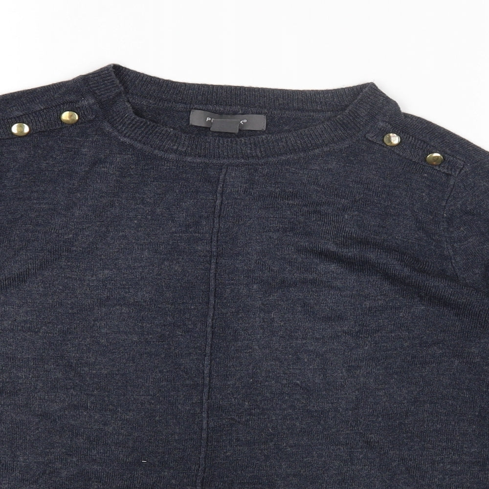 Primark Womens Grey Round Neck Acrylic Pullover Jumper Size S