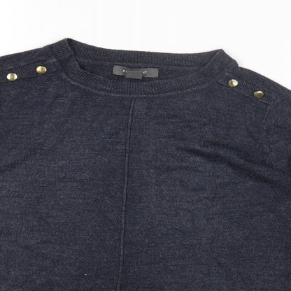 Primark Womens Grey Round Neck Acrylic Pullover Jumper Size S