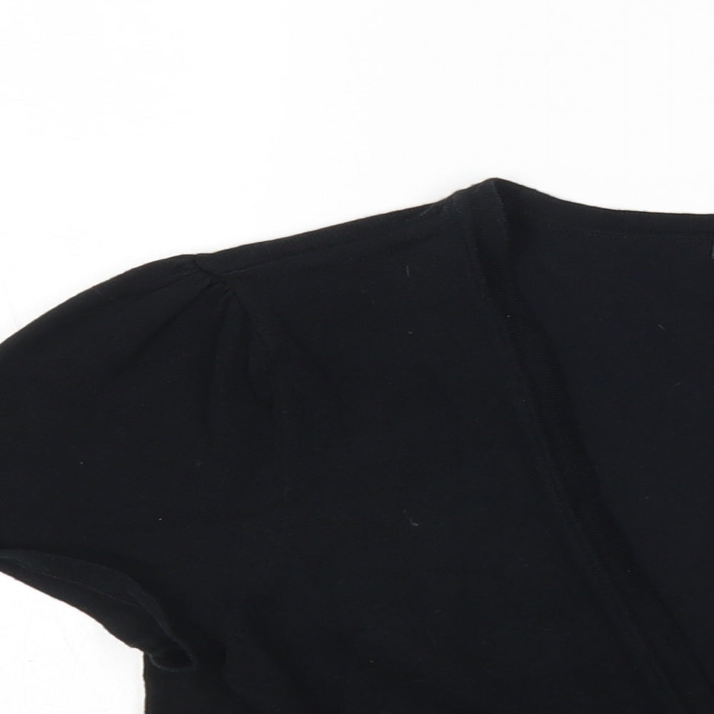 George Womens Black Round Neck Cotton Cardigan Jumper Size 12