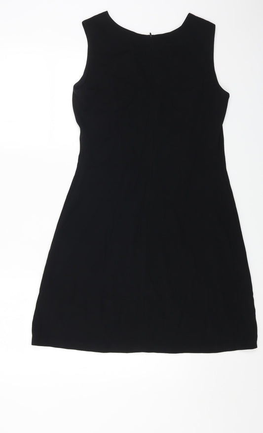 Country Road Womens Black Polyester A-Line Size 8 Boat Neck Zip