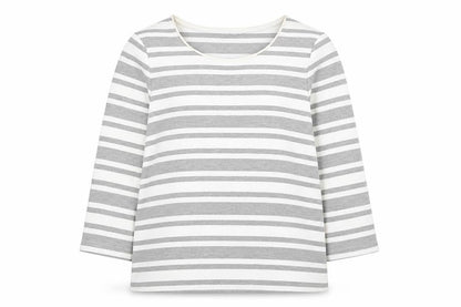 Classics Womens White Striped Polyester Pullover Sweatshirt Size 10 Pullover