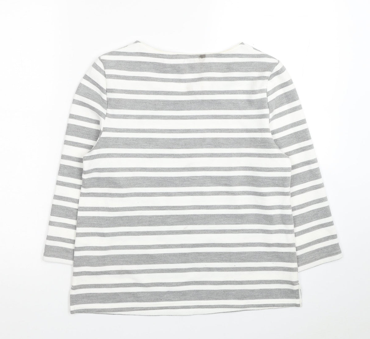 Classics Womens White Striped Polyester Pullover Sweatshirt Size 10 Pullover