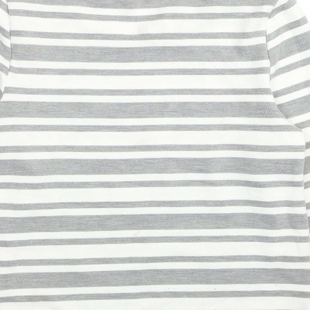 Classics Womens White Striped Polyester Pullover Sweatshirt Size 10 Pullover