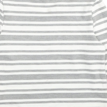 Classics Womens White Striped Polyester Pullover Sweatshirt Size 10 Pullover