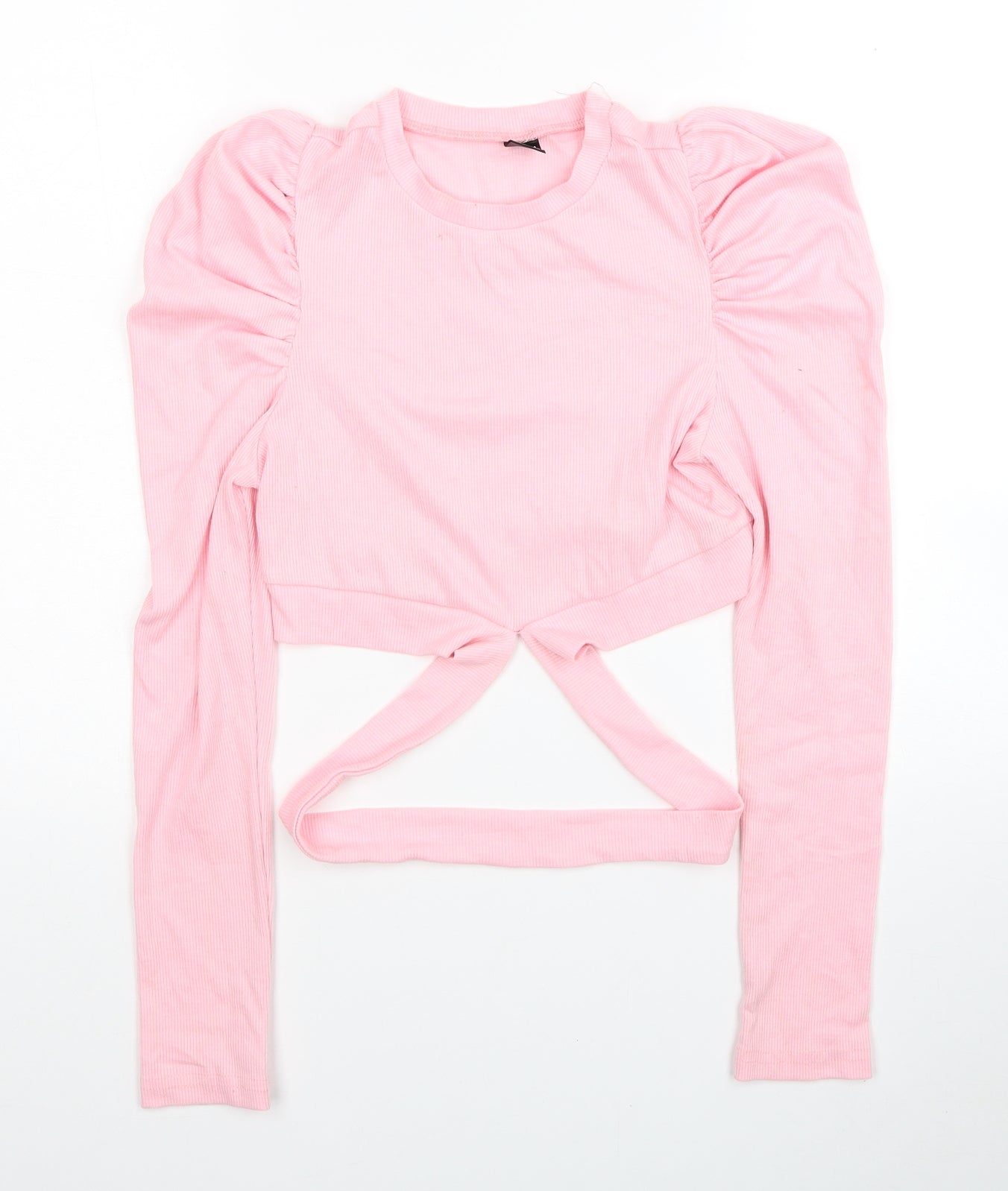 SheIn Womens Pink Polyester Jersey Blouse Size S Round Neck - Cut Out Detail