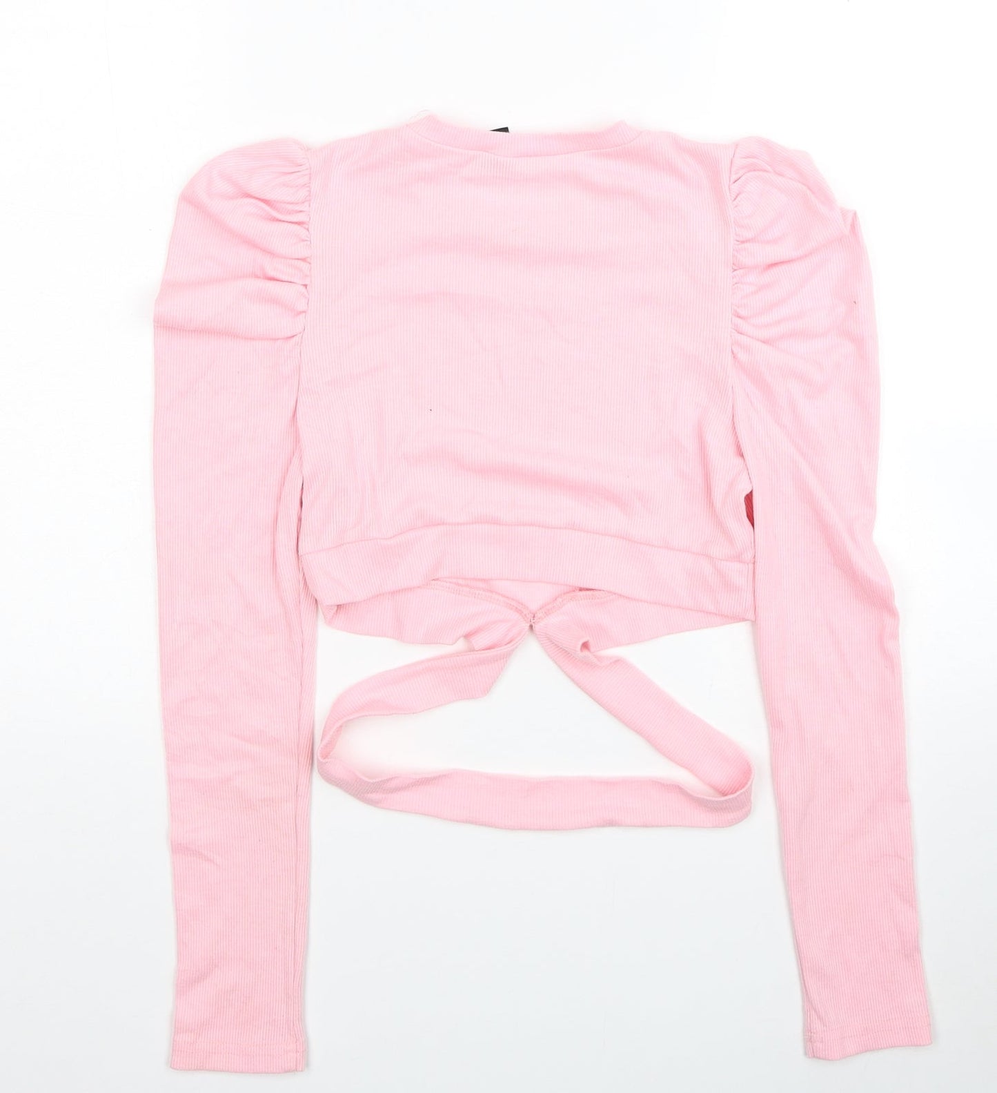 SheIn Womens Pink Polyester Jersey Blouse Size S Round Neck - Cut Out Detail