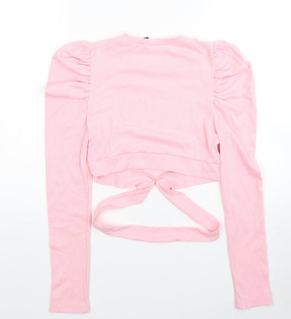 SheIn Womens Pink Polyester Jersey Blouse Size S Round Neck - Cut Out Detail