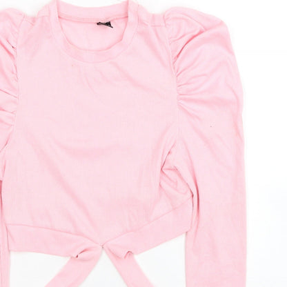 SheIn Womens Pink Polyester Jersey Blouse Size S Round Neck - Cut Out Detail